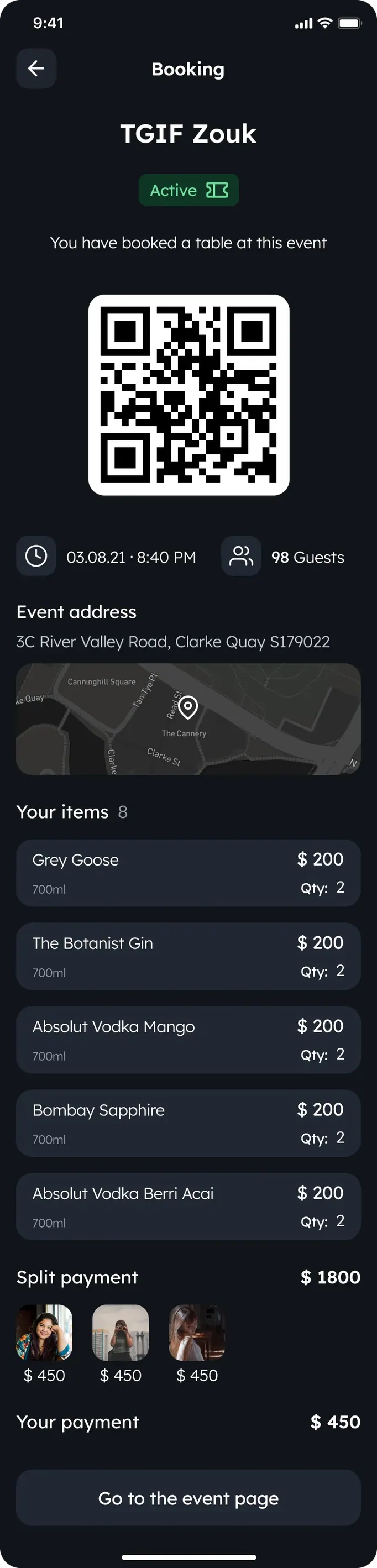 Lit: active booking.
